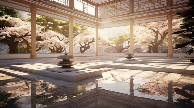 Photo tranquil zen garden a 3d oasis of peace and soul