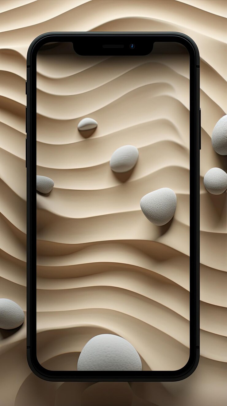 Tranquil zen garden with serene pebble ripples wallpaper for the phone