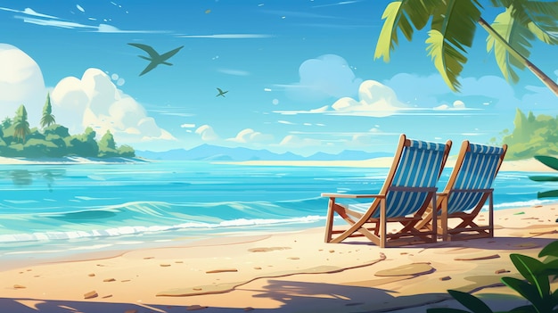 夏のビーチの背景の静けさのイラスト