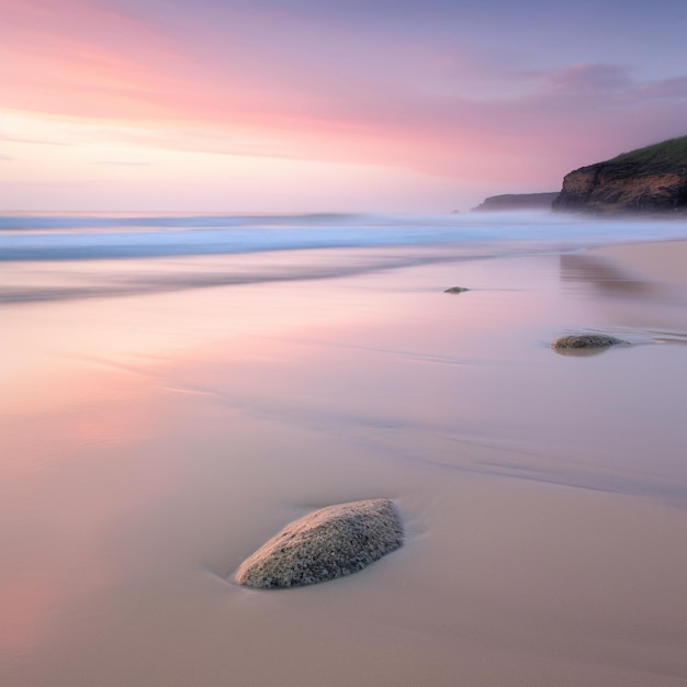 Photo tranquility of a peaceful sunset an evocative photograph showcasing the serenity and calmness