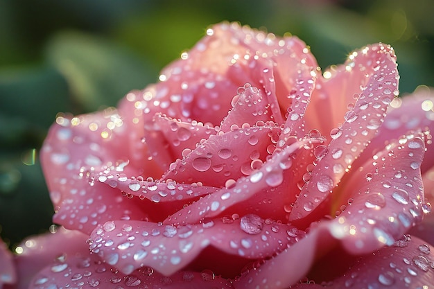 Спокойствие над сверкающими каплями дождя, деликатно украшающими лепестки розы