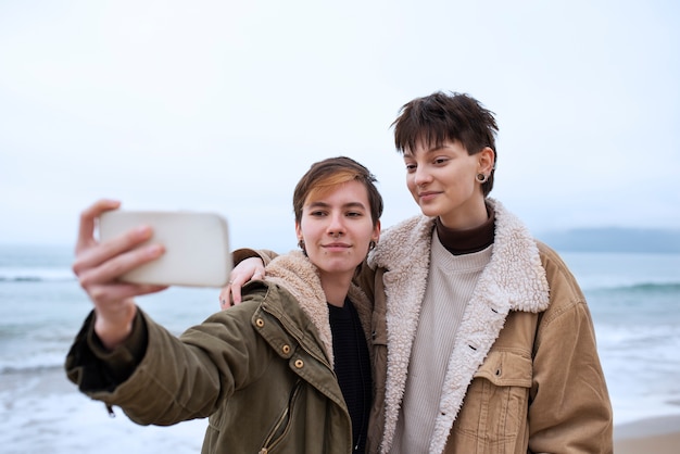 Photo trans couple spending time together