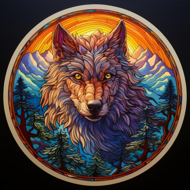 Photo transcending realms a multidimensional fusion of mountain scenery wolf symbolism and captivating