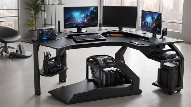 Transformative Modular futuristic dynamic gaming PC Table Bridging Creative Workflow Gaming preserve