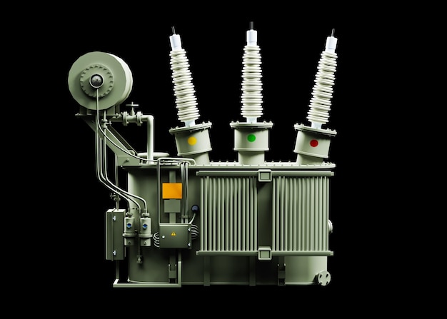 Transformator geïsoleerd op zwarte achtergrond 3D-model