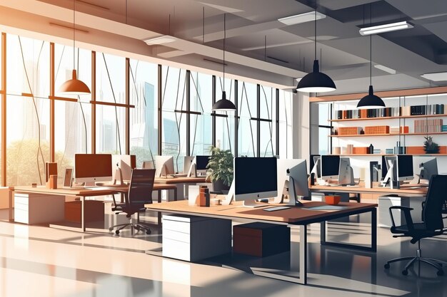 Photo transformed workspaces an insight into modern office environment for startups and small businesses