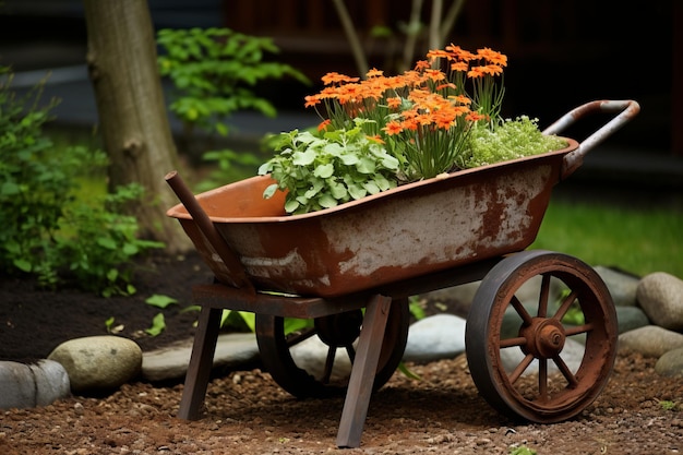 Photo transforming a tool cart into a stylish diy chair for your garden