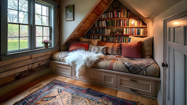 Transforming a Victorian Home39s Attic into a Cozy Reading Nook Concept Home Renovation Attic Transformation Cozy Reading Nook Victorian Style Interior Design