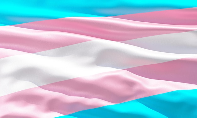 Transgender flag closeup view background for LGBTQIA Pride month sexuality freedom love diversity celebration and the fight for human rights in 3D illustration