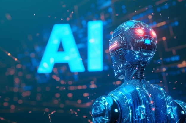 Transhumanisme kunstmatige intelligentie en machine learning concept.