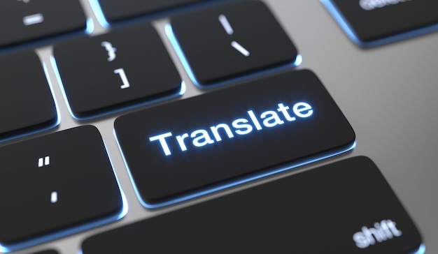 Traduci il testo scritto sul pulsante della tastiera. traduzione in lingua online.