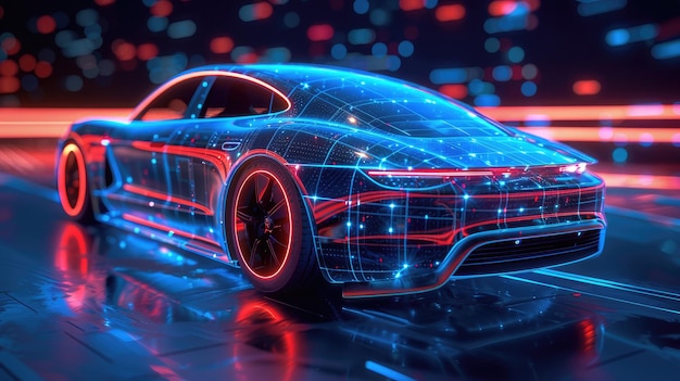 Translucent 3D rendering of the latest electric car