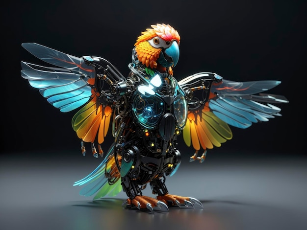 Прозрачный биомеханический попугай