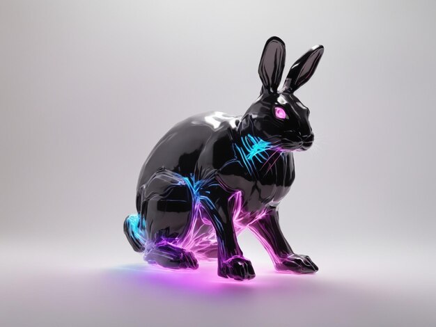 Translucent biomechanical rabbit vector rabbit rabbit hologram