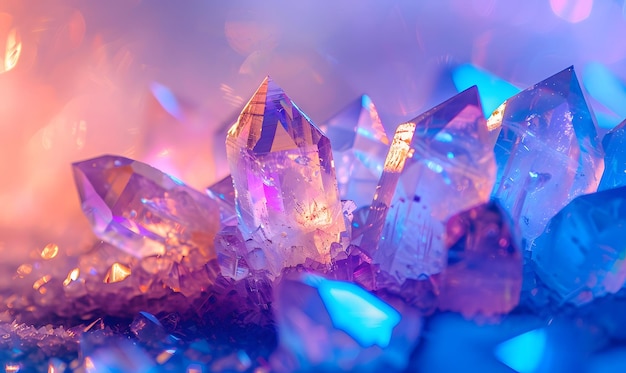 Translucent Crystals Blue and Purple Light ReflectionAbstract Background