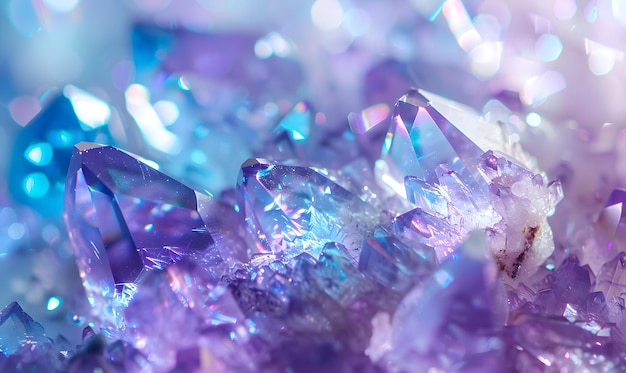 Translucent Crystals Blue and Purple Light ReflectionAbstract Background