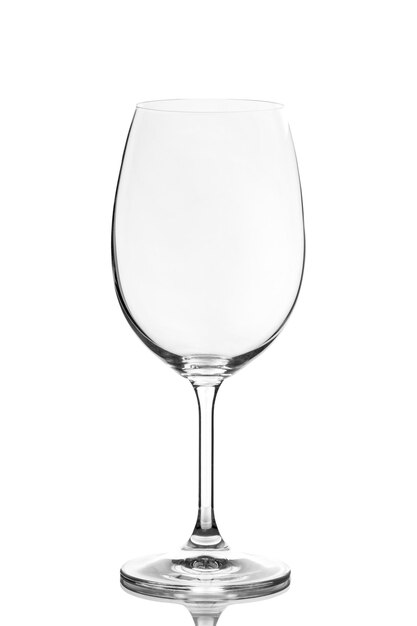 translucent empty glass cup wine goblet on white background