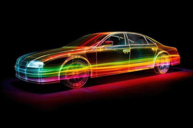 Foto concept di assicurazione auto a arcobaleno multicolore traslucido