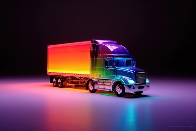 Translucent multicolored rainbow car generative ai