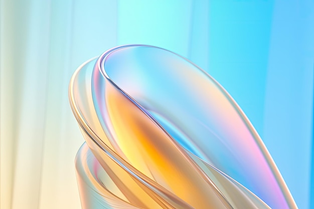 Translucent pastel smooth background with abstract multi colored waves and curves Ai generative
