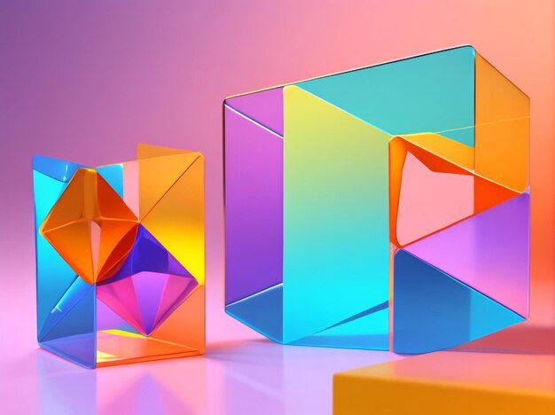 Photo translucent symmetry abstract geometric 3d render background