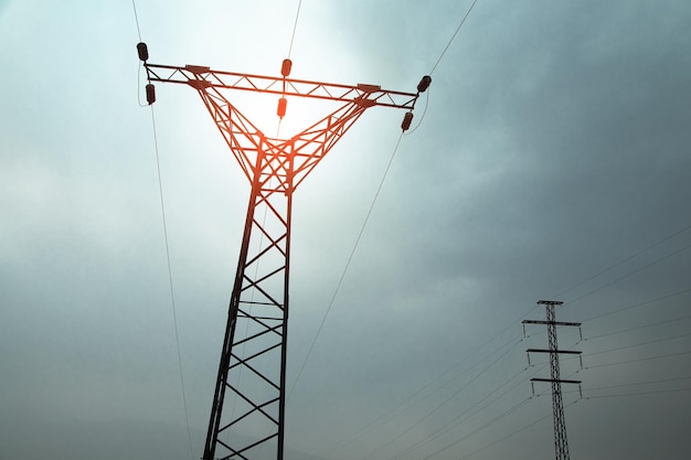 Transmission power line High voltage tower