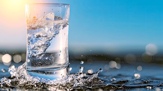 Transparant glas bevat verfrissend water dat zuiverheid en welzijn symboliseert