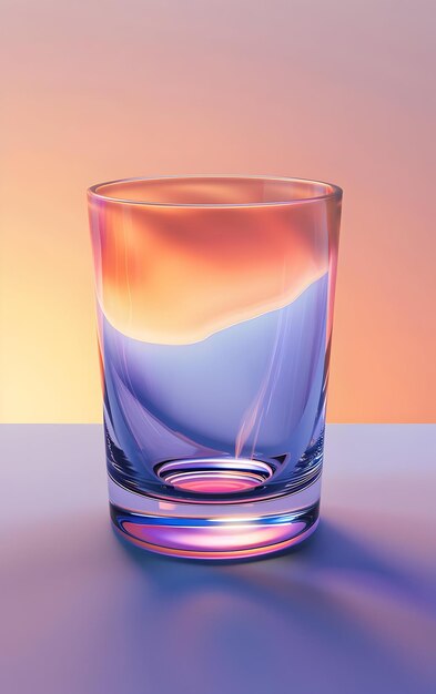 Transparant glas met gradiëntkleuren 3D-weergave