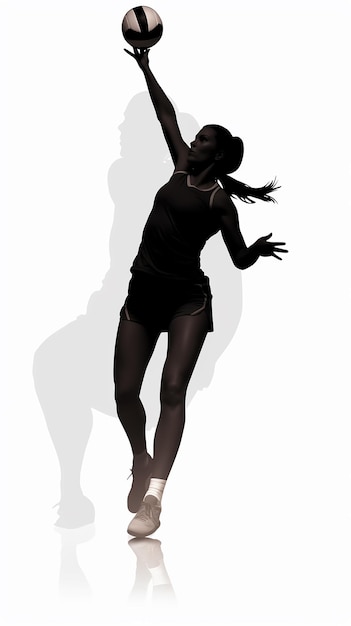 Foto transparant silhouet van een volleybalspeler