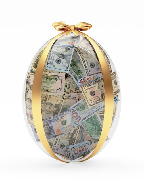 Transparante geschenk Easter egg vol dollarbiljetten