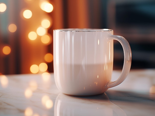 Transparante koffiemok op de tafel