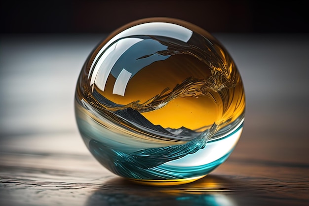 Transparante kristallen bol op een houten tafel