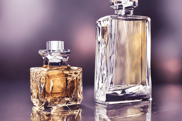 Transparante parfumfles op een geweldige studio achtergrond parfumfles Mockup