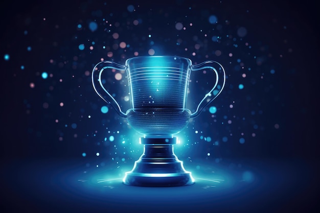 Transparante trofee beker en sportgerelateerde iconen van Transparency Of Dots Blue