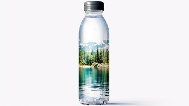Transparante waterfles milieu- en waterbescherming gezond drinken Gegenereerde AI