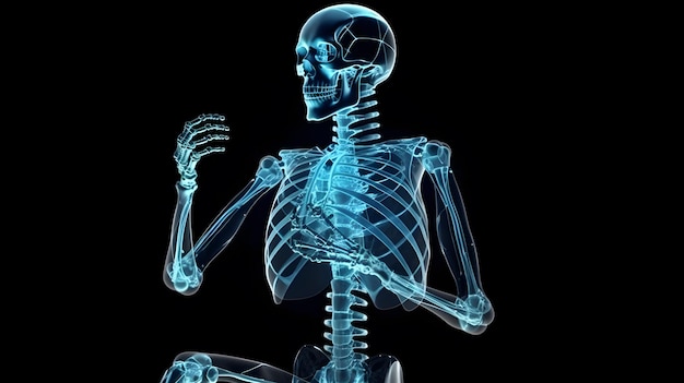 Transparante xray menselijke schedel hologram generatieve ai