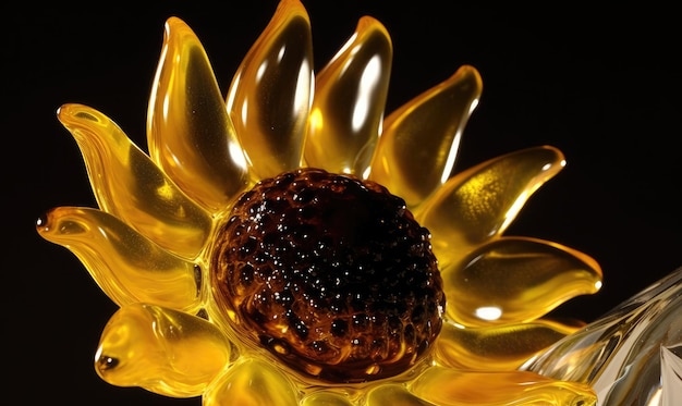 The transparency of glass adds depth to sunflower flowers Creating using generative AI tools