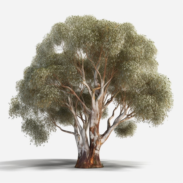 Transparent 3d eucalyptus leucoxylon tree