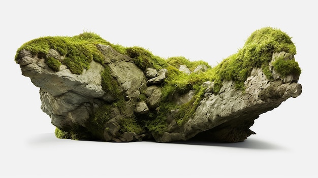 Transparent Background CutOut Mossy Nature Rock Shape