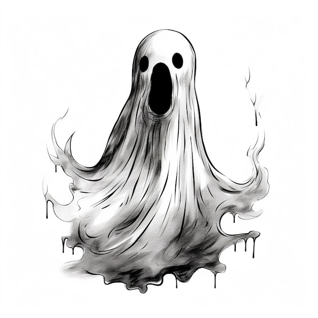 Transparent Background HandDrawn Halloween Ghost