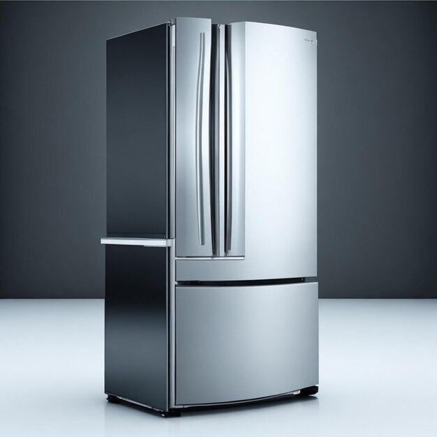 Photo transparent background image of a sleek stainless steel refrigerator with modern features