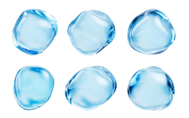 Photo transparent blue liquid bubble 3d rendering