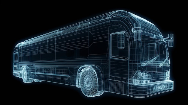 Transparent bus on a black backgroundgenerative ai