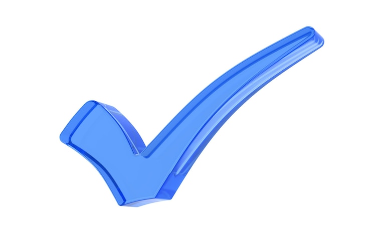 Photo transparent check mark sign on white background isolated 3d illustration