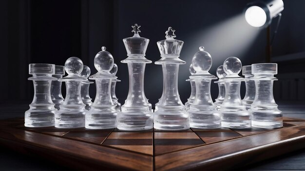 Transparent chess pieces on board