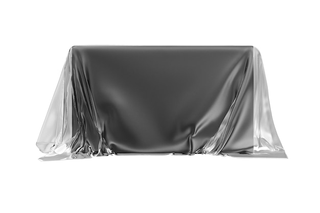 Transparent Cloth Fabric Covered Blank Black Board isolated on white background