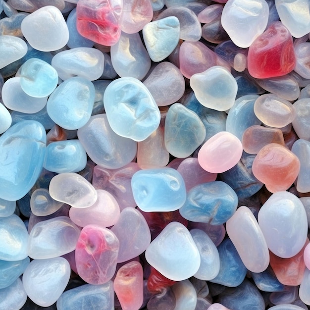 Transparent colourful stones backlit to show glowing effect