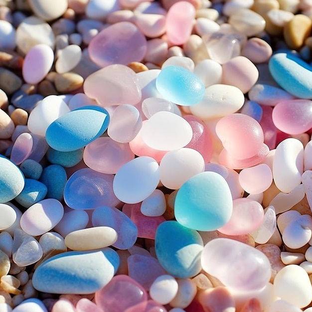 Transparent colourful stones backlit to show glowing effect