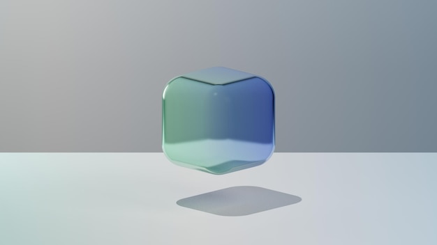 Transparent Crystal Cube with Gradient Colors Abstract 3D Rendering