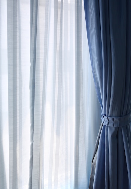 Photo transparent curtain in luxury room